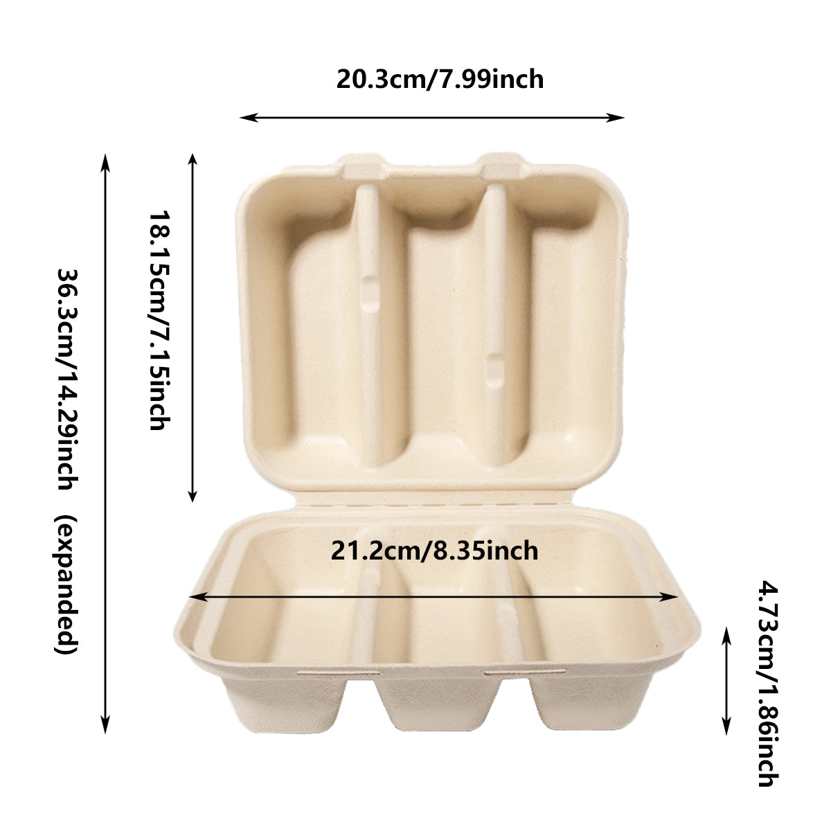 50PCS Disposable Eco-Friendly Takeout Containers for Restaurant Use