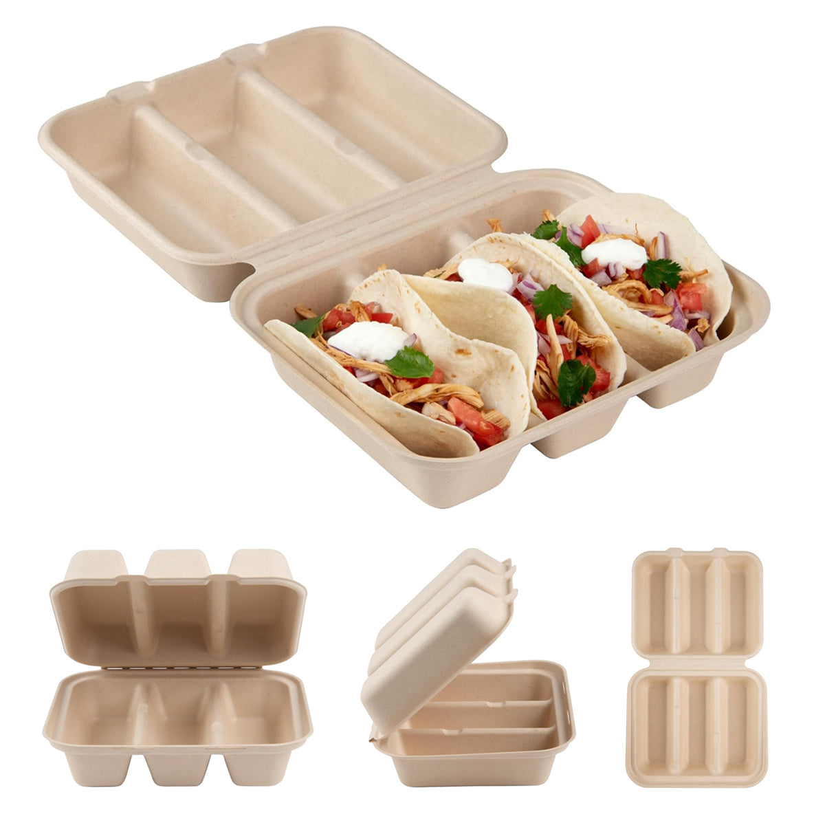50PCS Disposable Eco-Friendly Takeout Containers for Restaurant Use