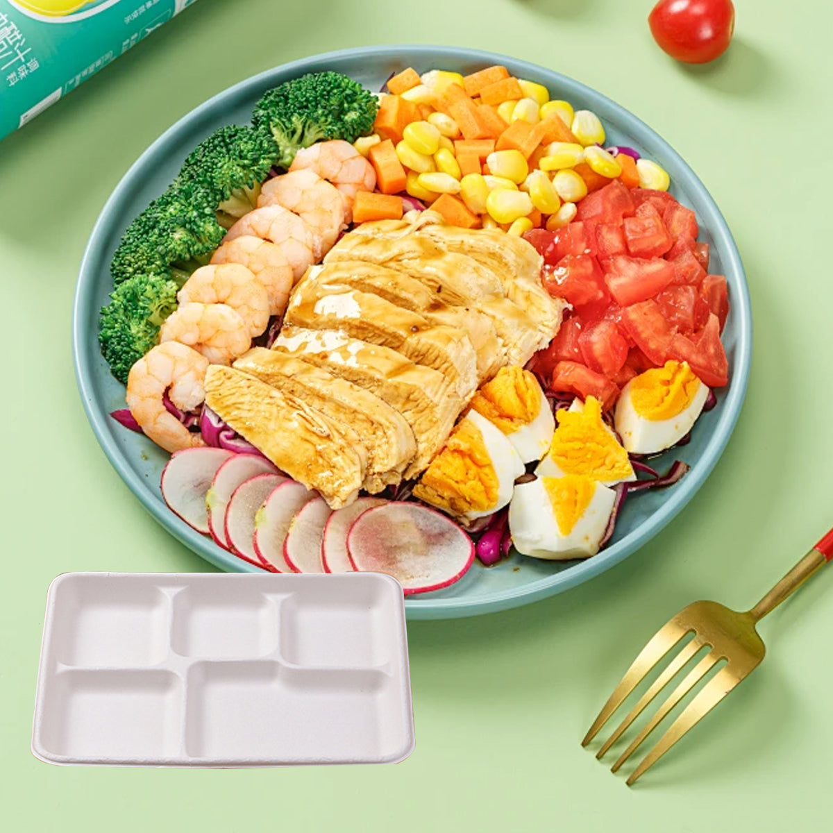 Disposable Compartment Lunch Box Biodegradable 800ml 1200ml