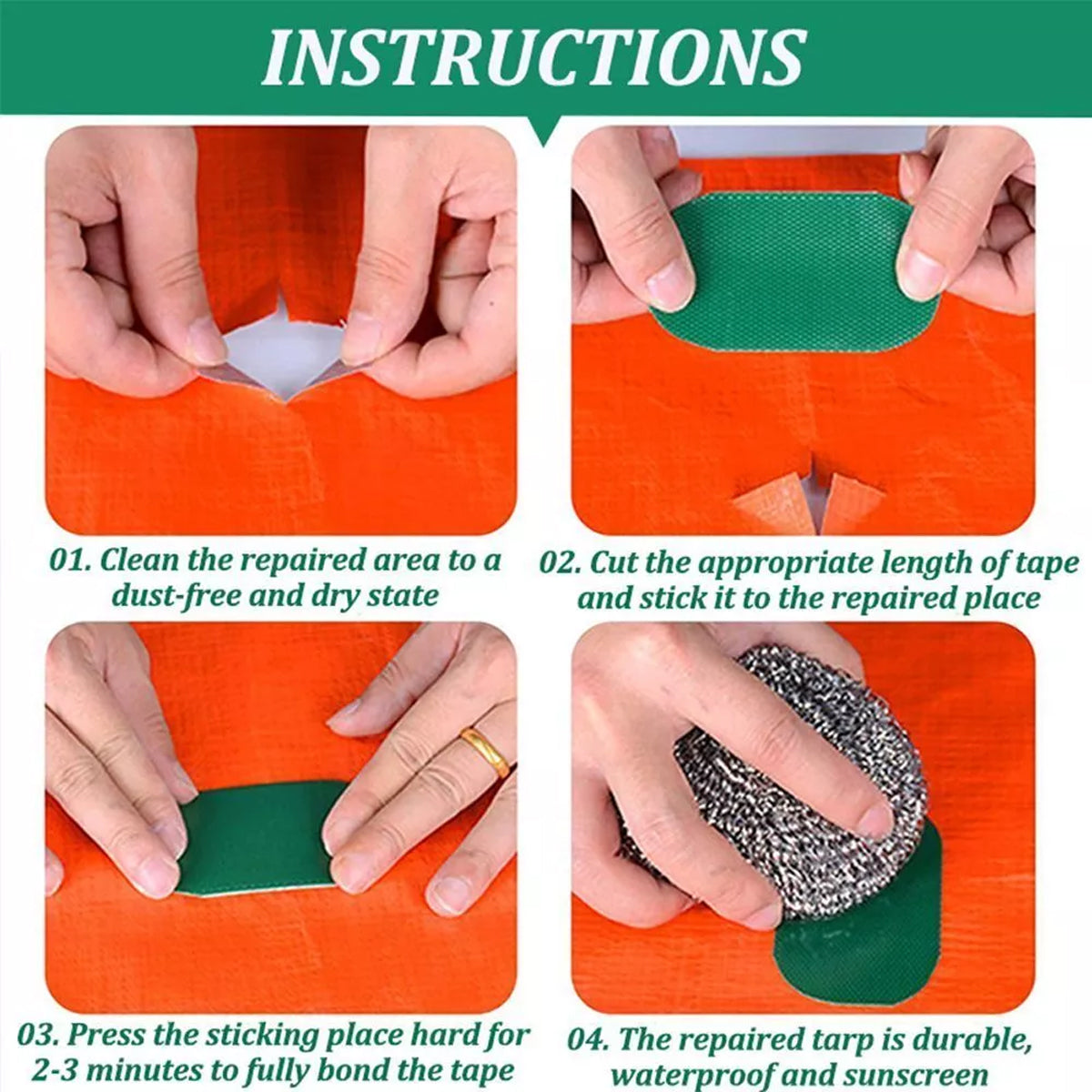 High Adhesive Tarpaulin Repair Tape Tent Awning Fix Patch Waterproof