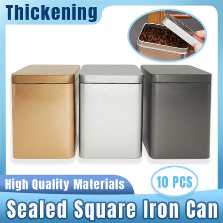 Tea Tin Can Airtight Iron Frosted Finish 11cm 10 Pieces for Storage