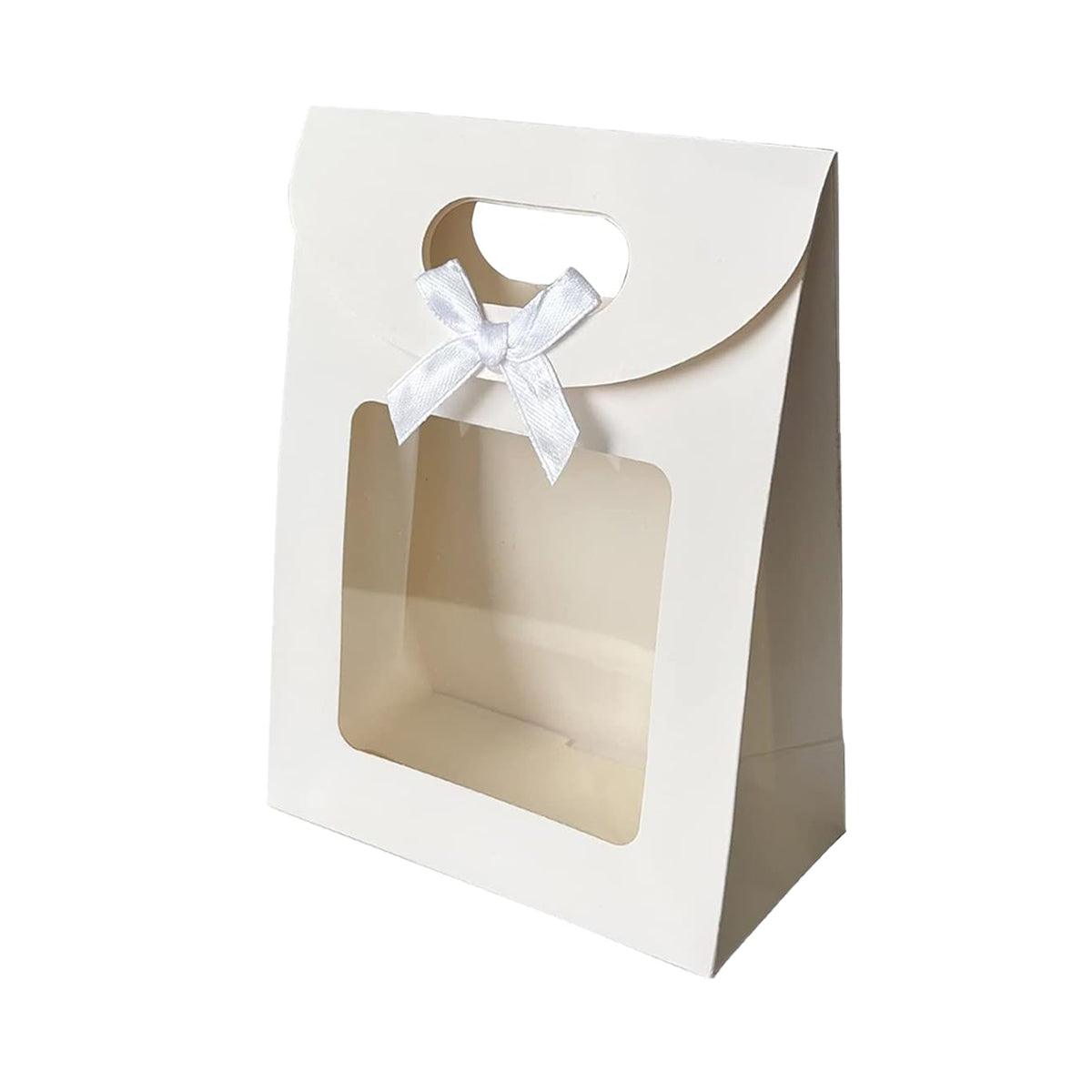 Tote Bags Kraft Paper with Bow Transparent Window 24 Pieces