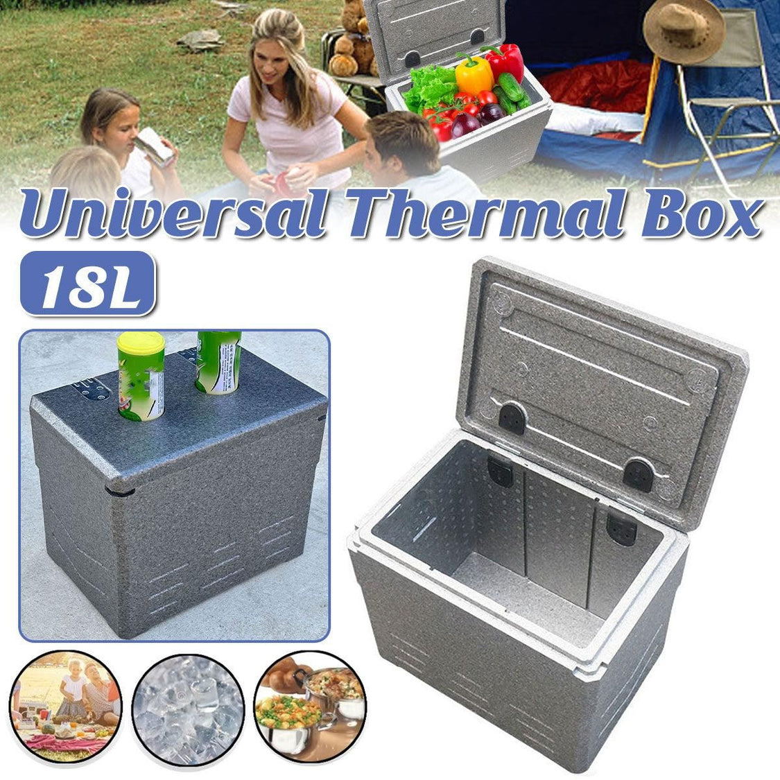Universal Insulated Cooler Box Portable Thermal Storage 18 Litre ...