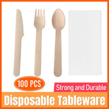 Upgrade your tableware with this 100-piece biodegradable wooden set. Perfect for parties, picnics, or everyday use. Sturdy, eco-friendly, and disposable – order yours today!