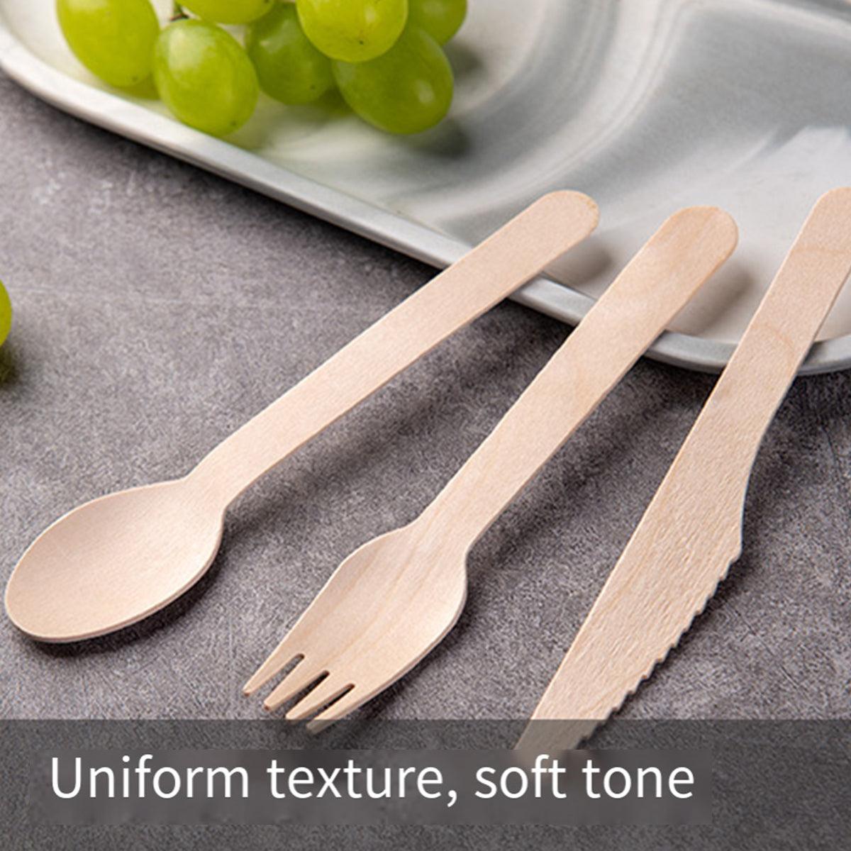 Upgrade your tableware with this 100-piece biodegradable wooden set. Perfect for parties, picnics, or everyday use. Sturdy, eco-friendly, and disposable – order yours today!