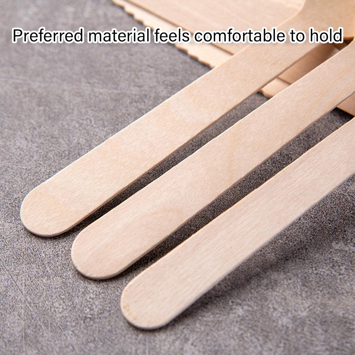 Upgrade your tableware with this 100-piece biodegradable wooden set. Perfect for parties, picnics, or everyday use. Sturdy, eco-friendly, and disposable – order yours today!