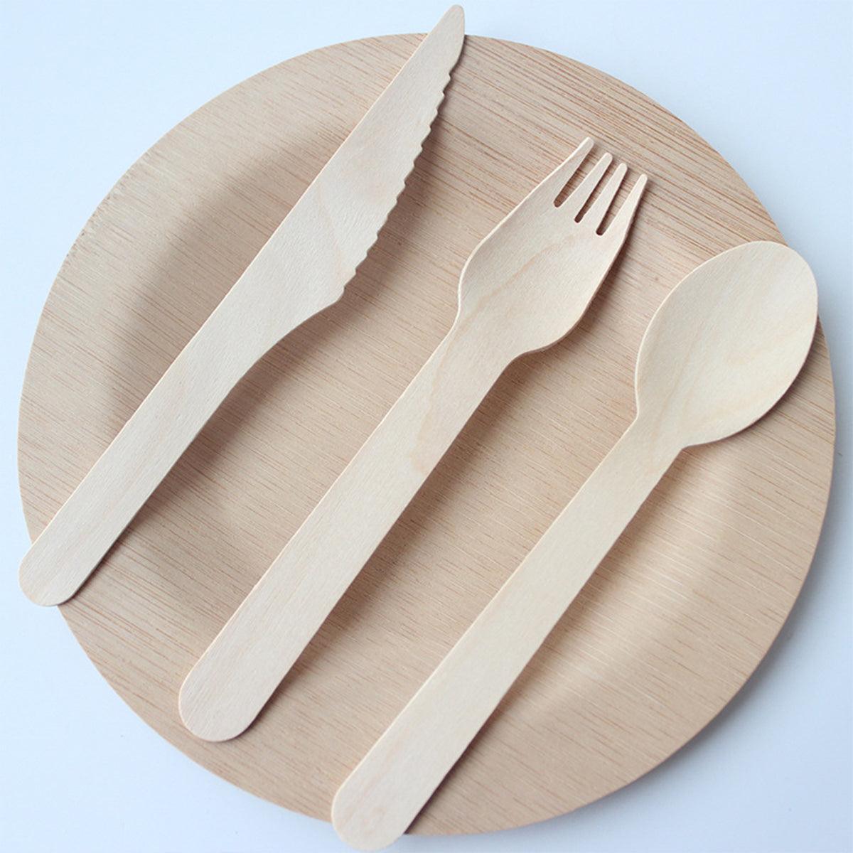 Upgrade your tableware with this 100-piece biodegradable wooden set. Perfect for parties, picnics, or everyday use. Sturdy, eco-friendly, and disposable – order yours today!