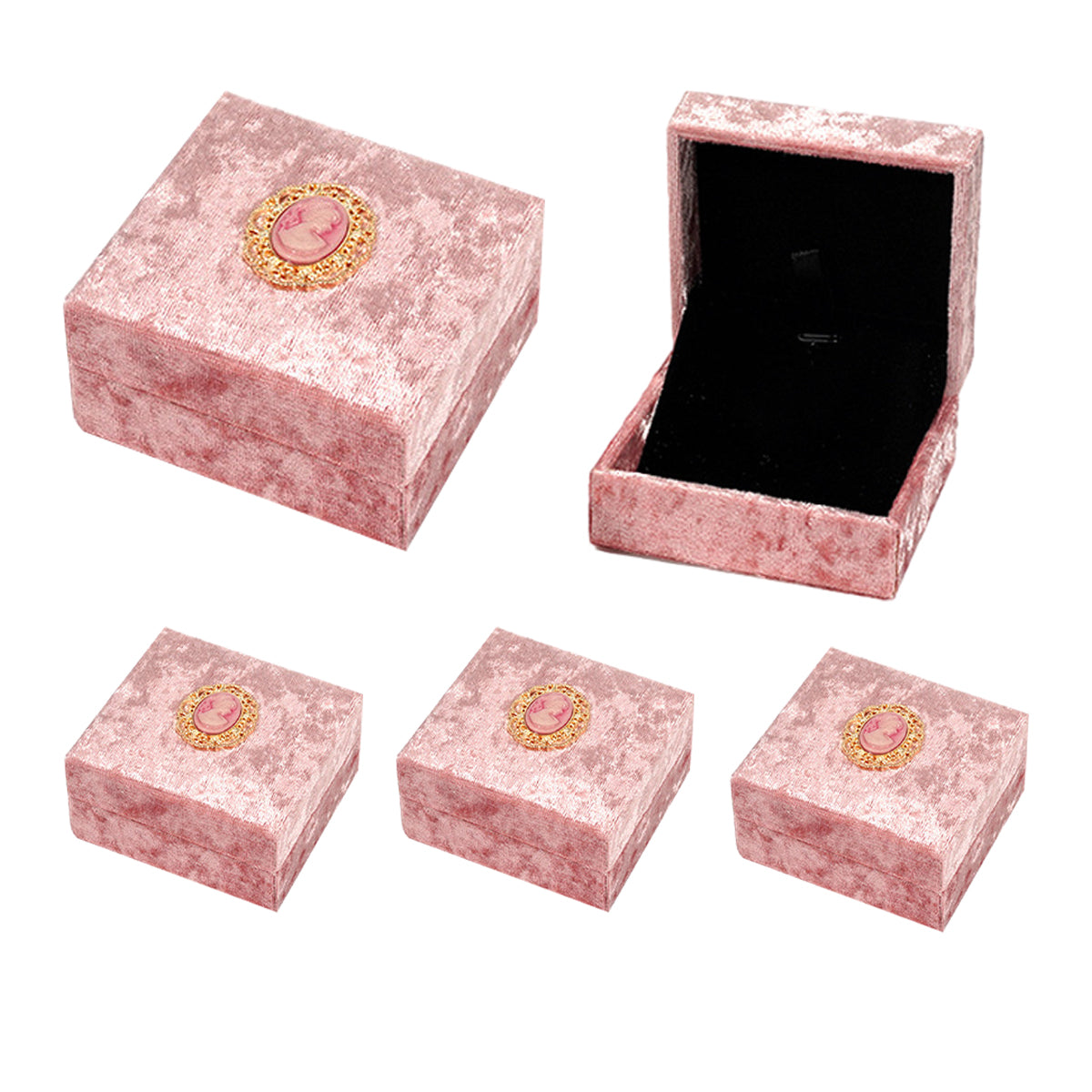 5PCS Pink Vintage Jewelry Box Velvet Ring Necklance Box Gift Packing Wedding Box