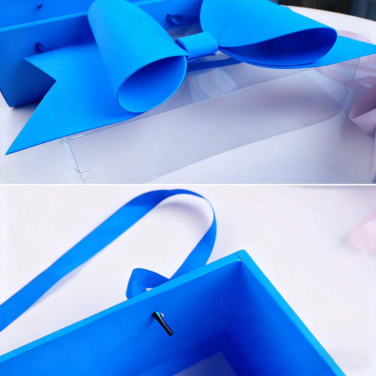 5PCS Transparent PVC Bow Gift Box with Ribbon Handles for Wedding