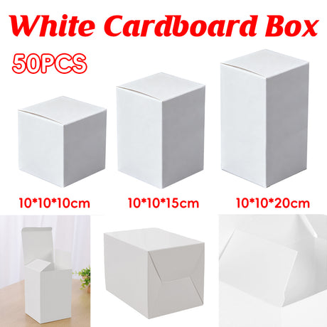 White Cardboard Gift Boxes 50PCS for Birthday Packaging