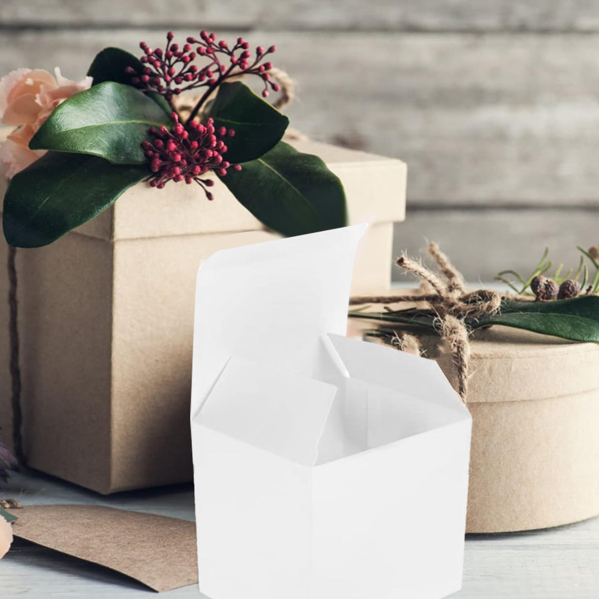 White Cardboard Gift Boxes 50PCS for Birthday Packaging