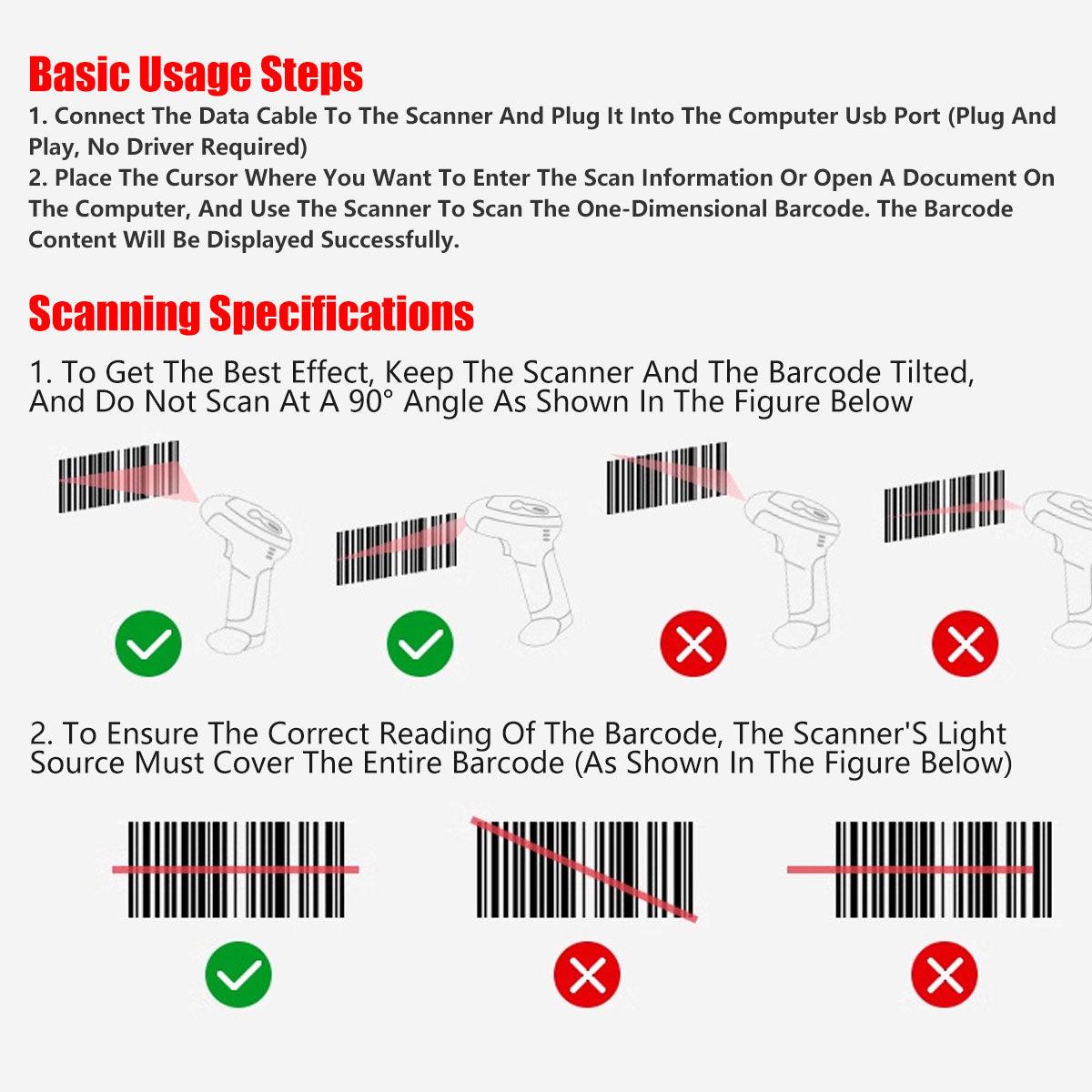 Wireless Barcode Scanner – Fast, Durable & 50-Hour Battery Life