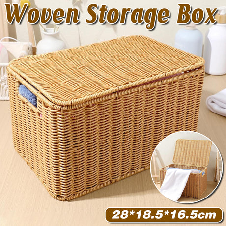 Faux Rattan Woven Basket Storage Box 1PC