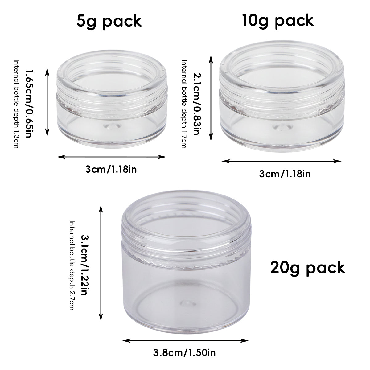 50PCS Clear Cosmetic Cream Jars 5g 10g 20g Refillable Containers