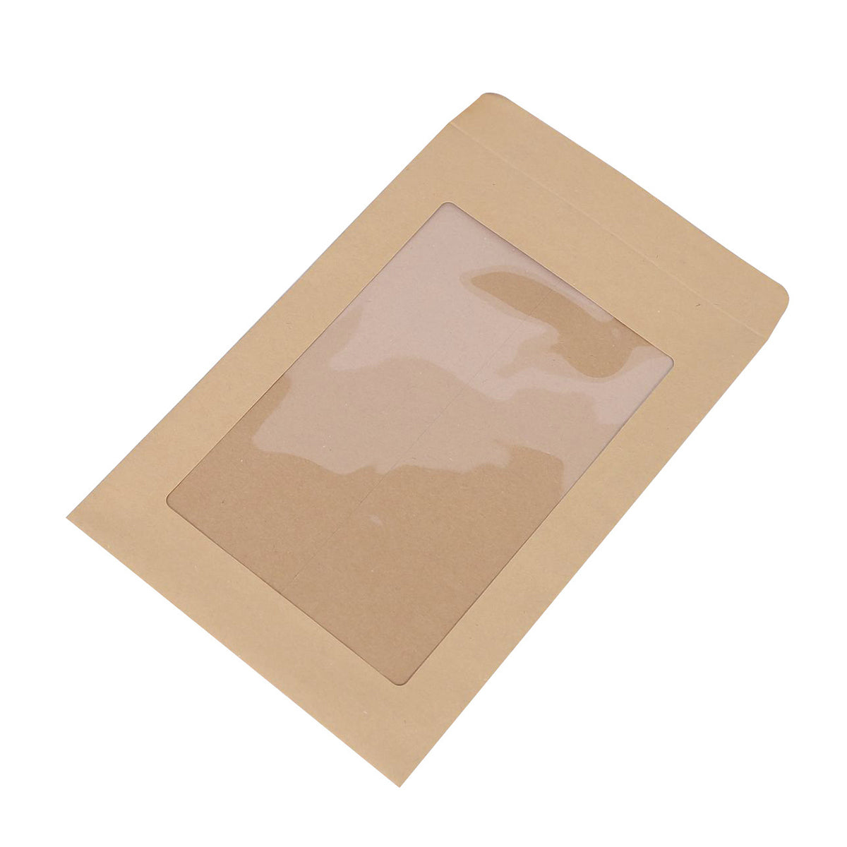 100PCS Kraft Paper Envelopes with Clear Window Self-Seal Mailing Bags