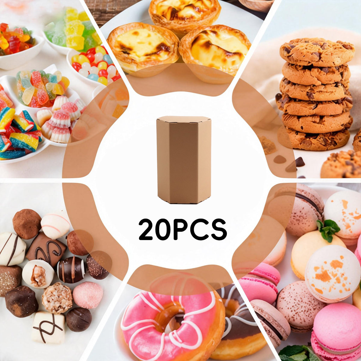 20PCS Hexagonal Kraft Paper Gift Boxes for Party Wedding Candy Craft