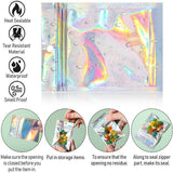 Sparkling iridescent Ziploc bags filled with colorful craft supplies, enhancing the visual appeal of everyday storage.