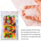 Sparkling iridescent Ziploc bags filled with colorful craft supplies, enhancing the visual appeal of everyday storage.