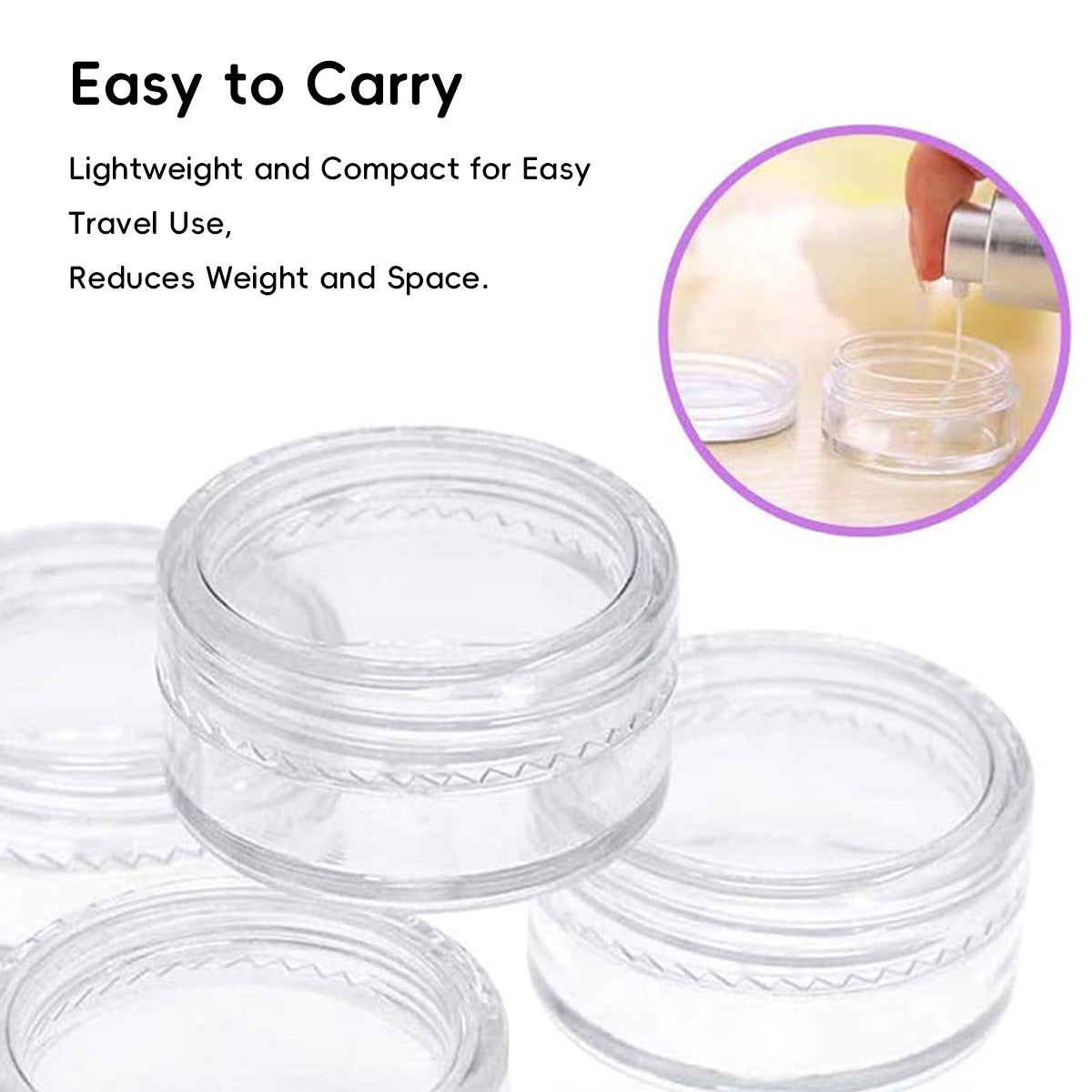50PCS Clear Cosmetic Cream Jars 5g 10g 20g Refillable Containers