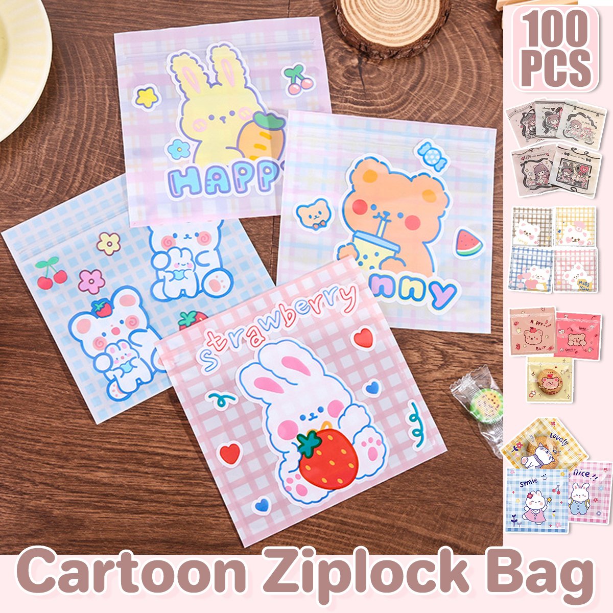 Add a touch of cuteness to your packaging with these adorable cartoon Ziplock bags.