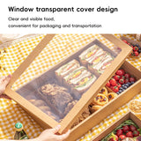 10PCS Kraft Paper Lunch Boxes Food Grade Disposable Bento Packaging