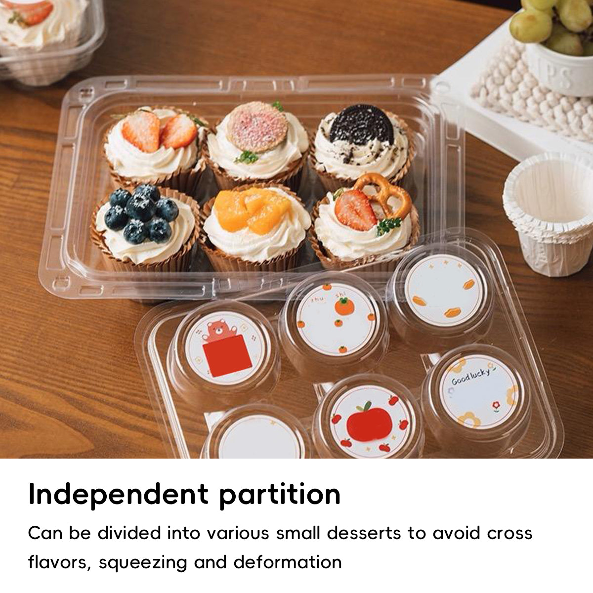 Clear Pastry Cake Box with Handle Food Grade Dessert Takeaway Packaging