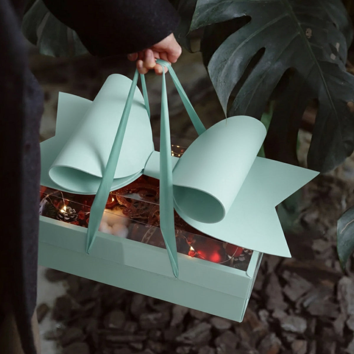 5PCS Transparent PVC Bow Gift Box with Ribbon Handles for Wedding