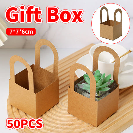 50PCS Kraft Paper Gift Bags with Handles Eco Friendly Packaging