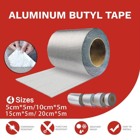 Aluminum Butyl Foil Tape 1-2rolls 4Sizes Waterproof Repair Adhesive Tapes - Discount Packaging Warehouse
