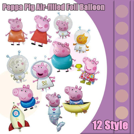 Aluminum Film Peppa Pig Balloon 1PC 12Styles Kids Birthday Theme Party Decoration - Discount Packaging Warehouse