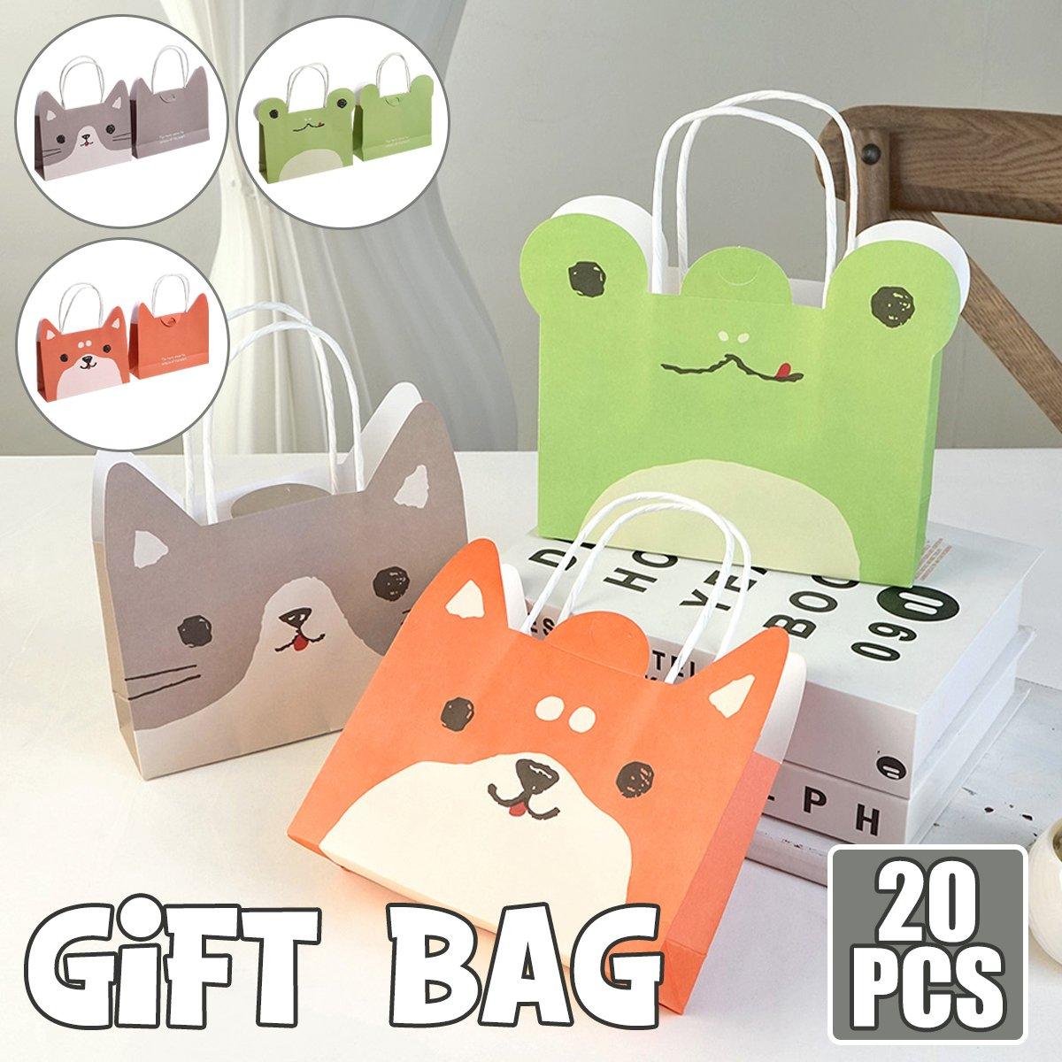 Animal Shaped Gift Bags 20PCS Kraft Paper Cute Designs