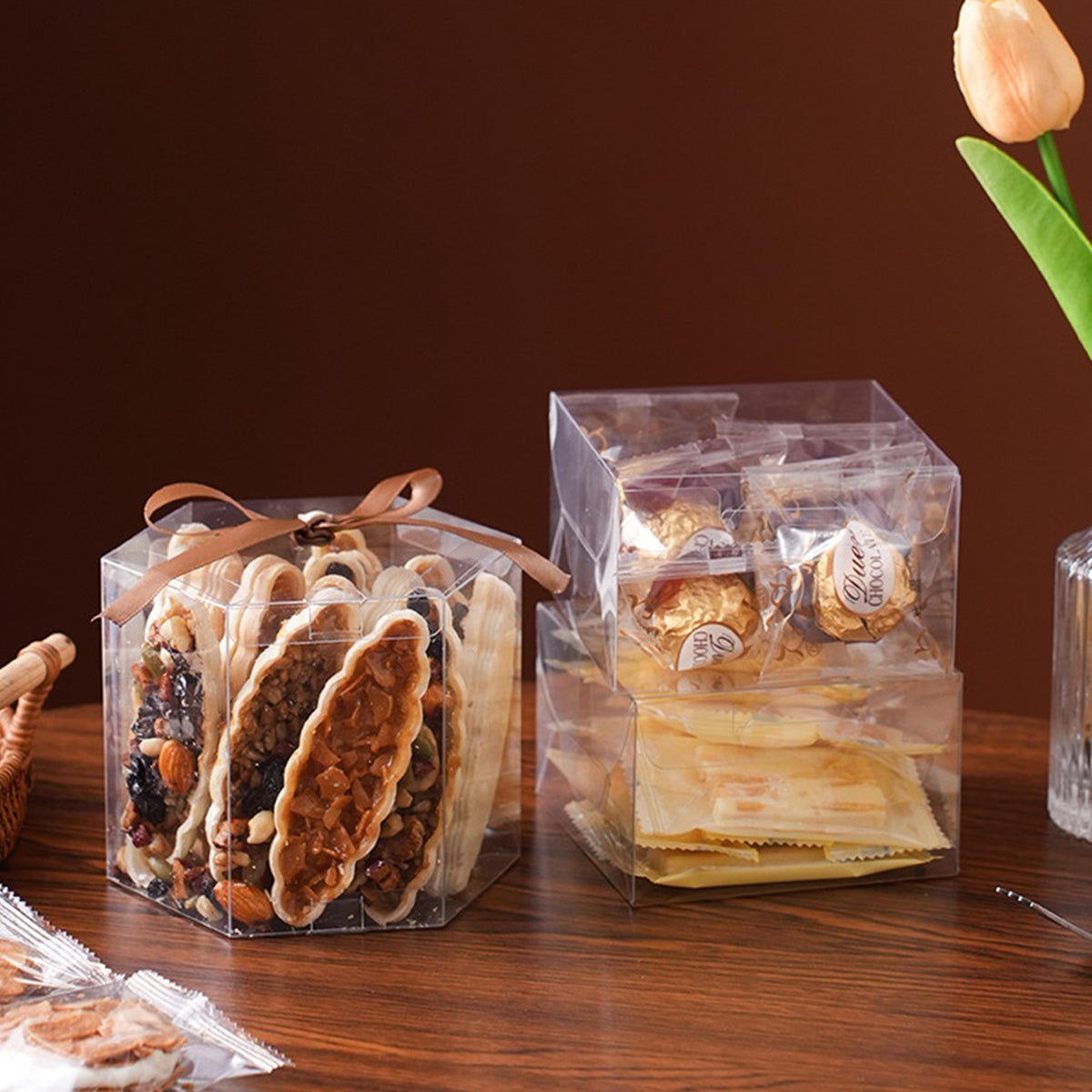 20PCS Clear Snack Pastry Gift Boxes Food Grade Cake Cookie Packaging