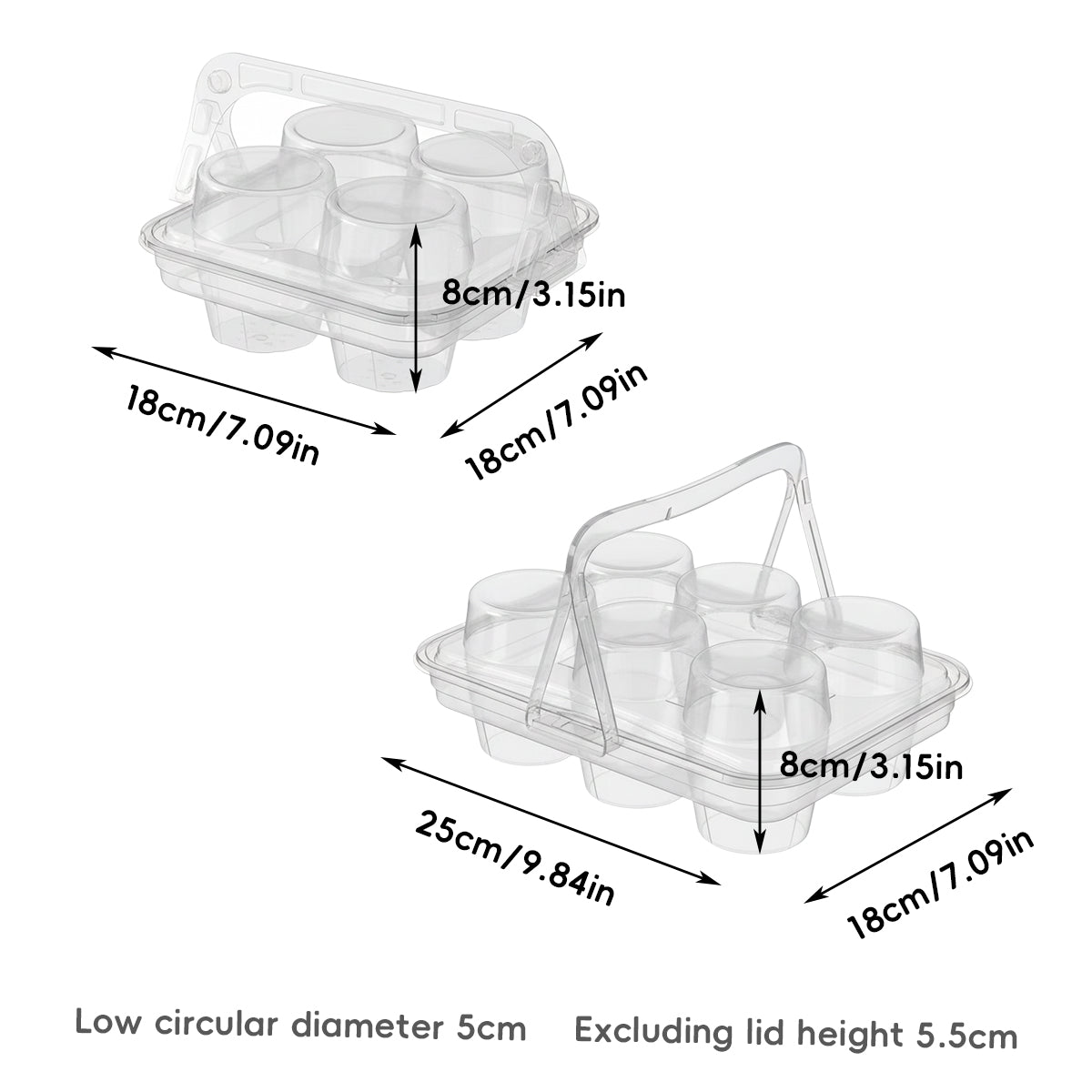 Clear Pastry Cake Box with Handle Food Grade Dessert Takeaway Packaging