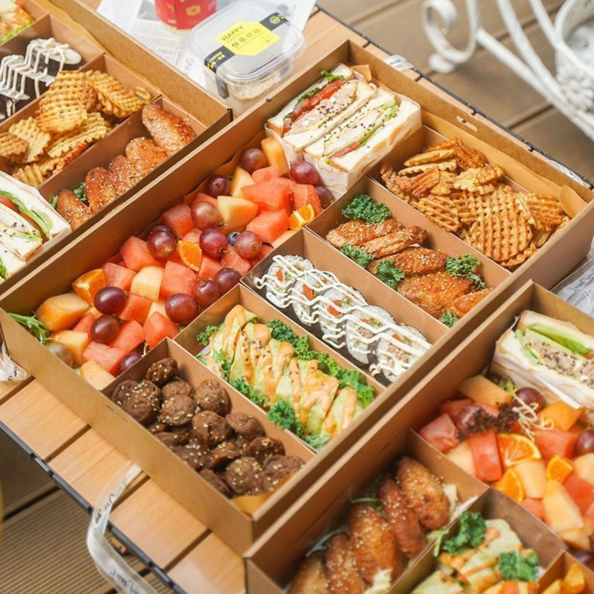 10PCS Kraft Paper Lunch Boxes Food Grade Disposable Bento Packaging