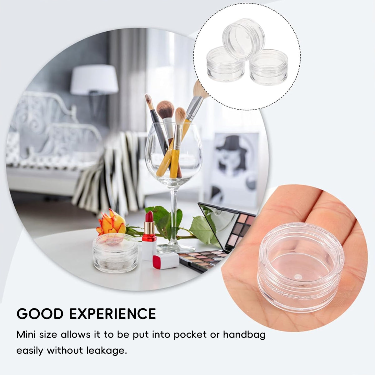 50PCS Clear Cosmetic Cream Jars 5g 10g 20g Refillable Containers