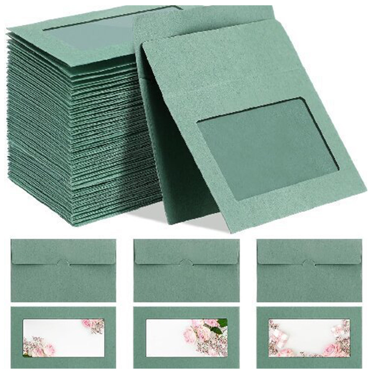 100PCS Kraft Paper Envelopes with Clear Window Self-Seal Mailing Bags