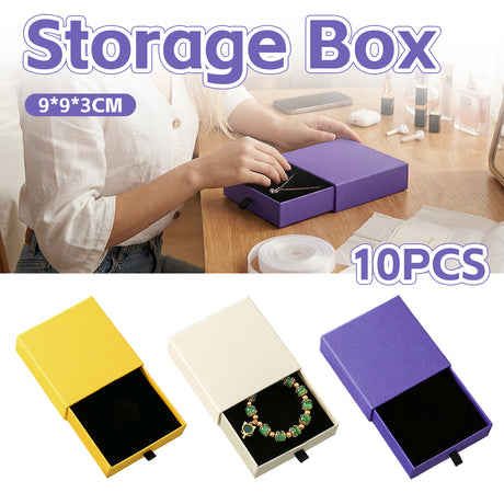 10PCS Drawer Jewelry Storage Boxes 9x9x3cm Velvet Organizer