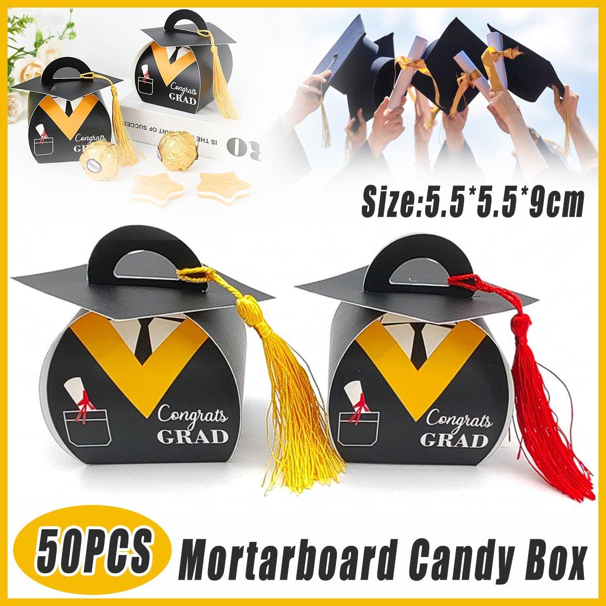 Bachelor Gown Gift Box 50PCS White Card Printing with Tassels for Candy