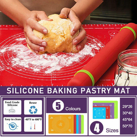 Baking Mat 1PC 6Colours 4Sizes Non-Stick Silicone Baking Fondant Sheet - Discount Packaging Warehouse