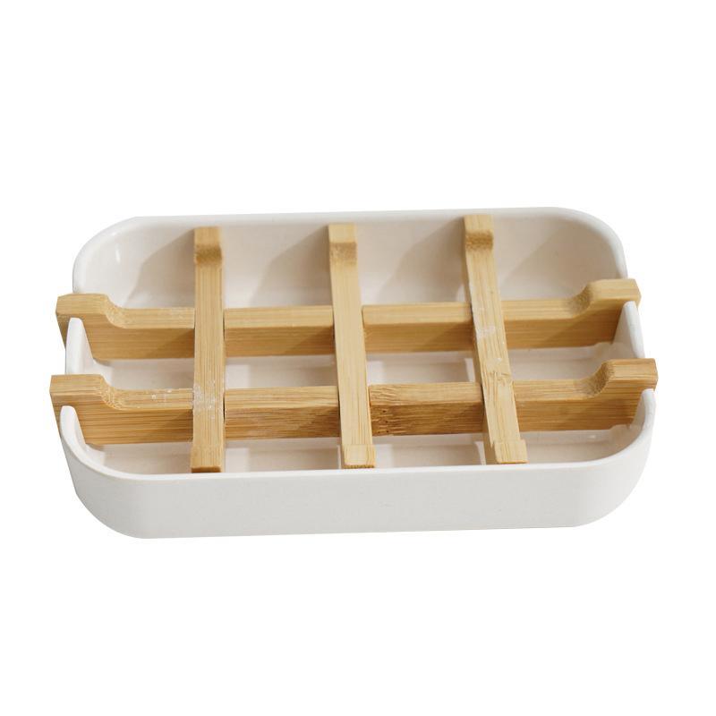 Bamboo Drain Soap Dish Holder 1PC 2Colours 13.2x8.5x2.5cm Bathroom Soap Case - Discount Packaging Warehouse