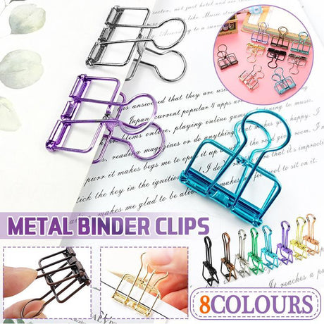Binder Clips 10PCS 8Colours Steel Bookmark Clips - Discount Packaging Warehouse