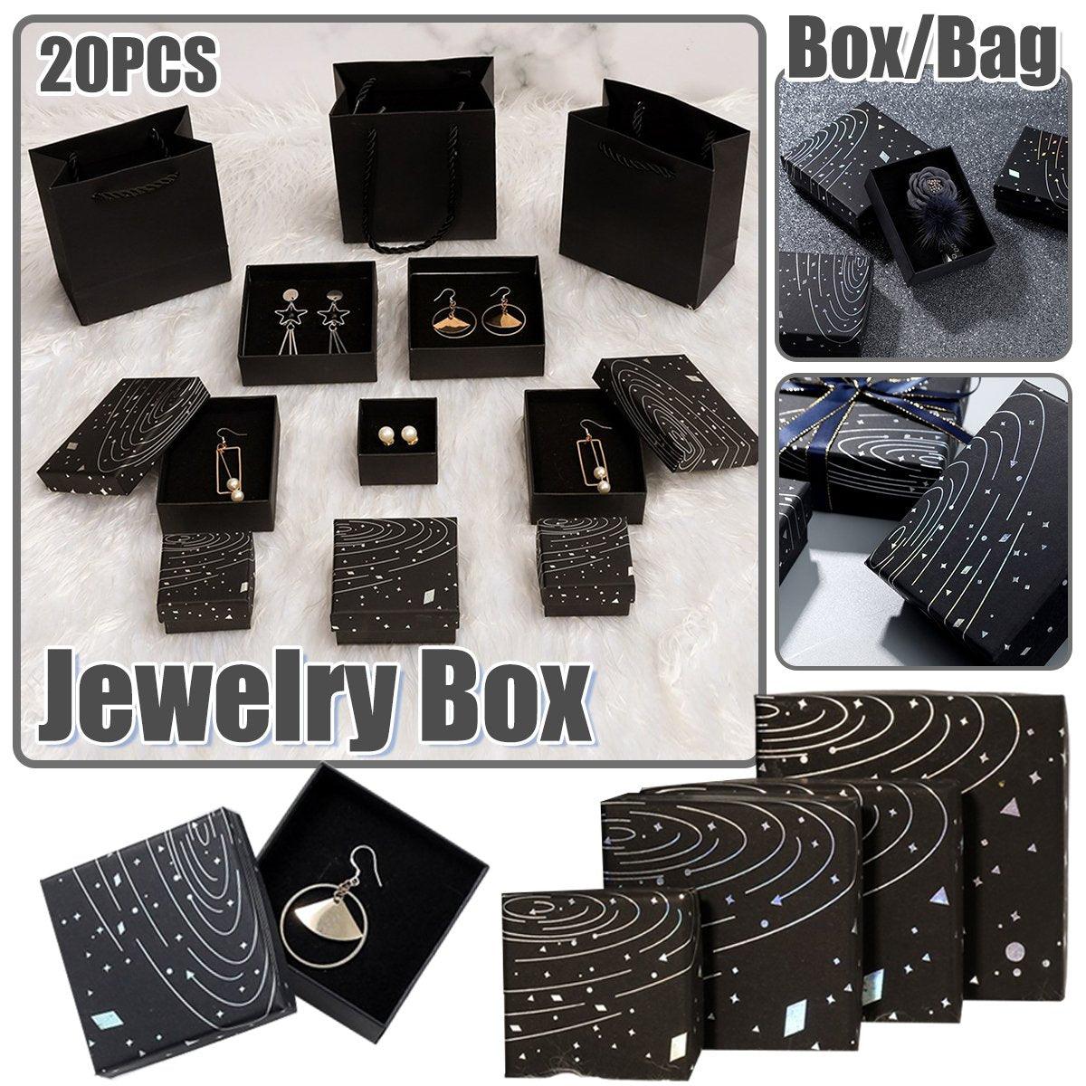 Black Jewelry Packaging Set 20PCS Cardboard Elegant Design