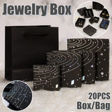 Black Jewelry Packaging Set 20PCS Cardboard Elegant Design