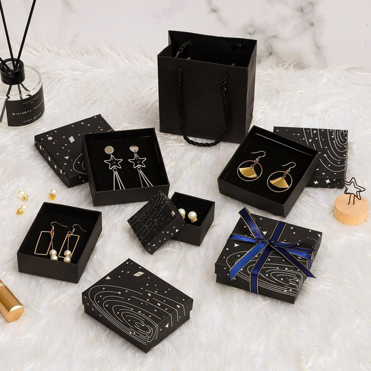 Black Jewelry Packaging Set 20PCS Cardboard Elegant Design