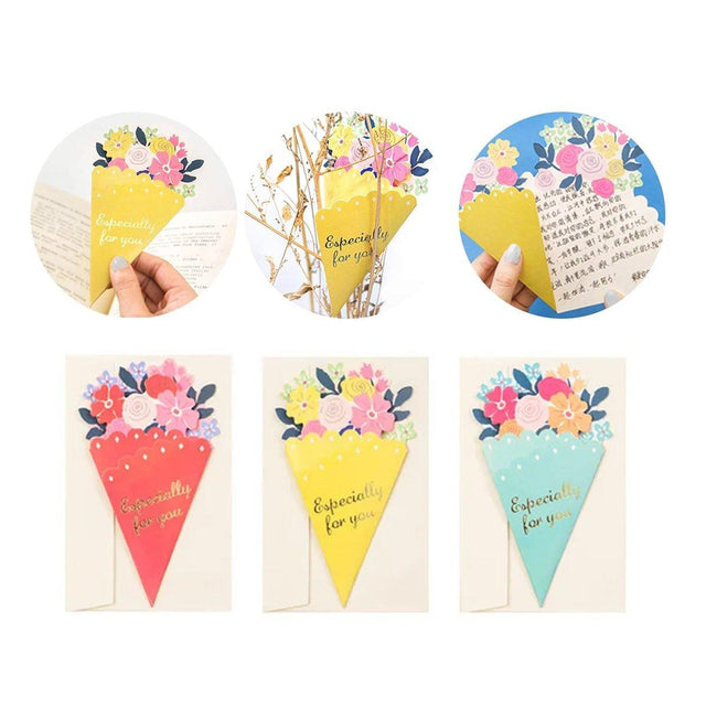 Bouquet Shaped Greeting Cards 20PCS Cardboard 3D Design