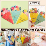 Bouquet Shaped Greeting Cards 20PCS Cardboard 3D Design