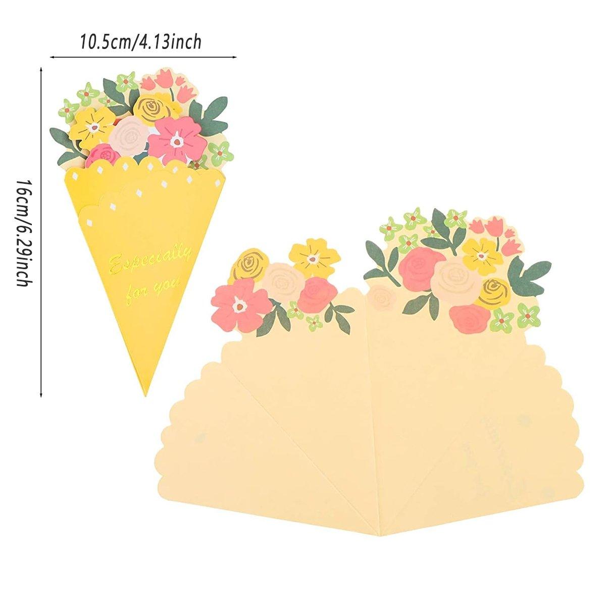 Bouquet Shaped Greeting Cards 20PCS Cardboard 3D Design