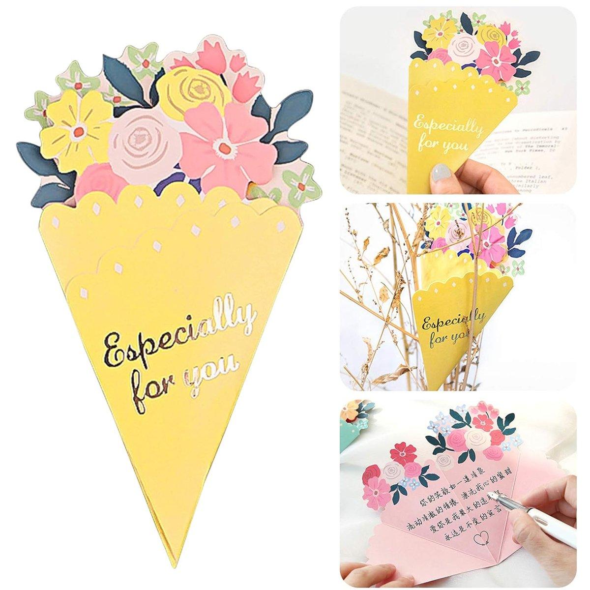 Bouquet Shaped Greeting Cards 20PCS Cardboard 3D Design