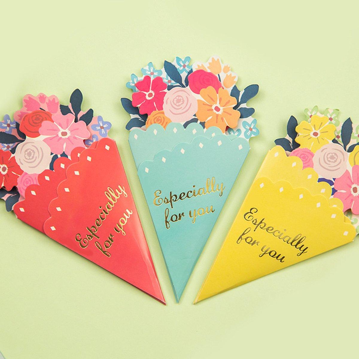 Bouquet Shaped Greeting Cards 20PCS Cardboard 3D Design