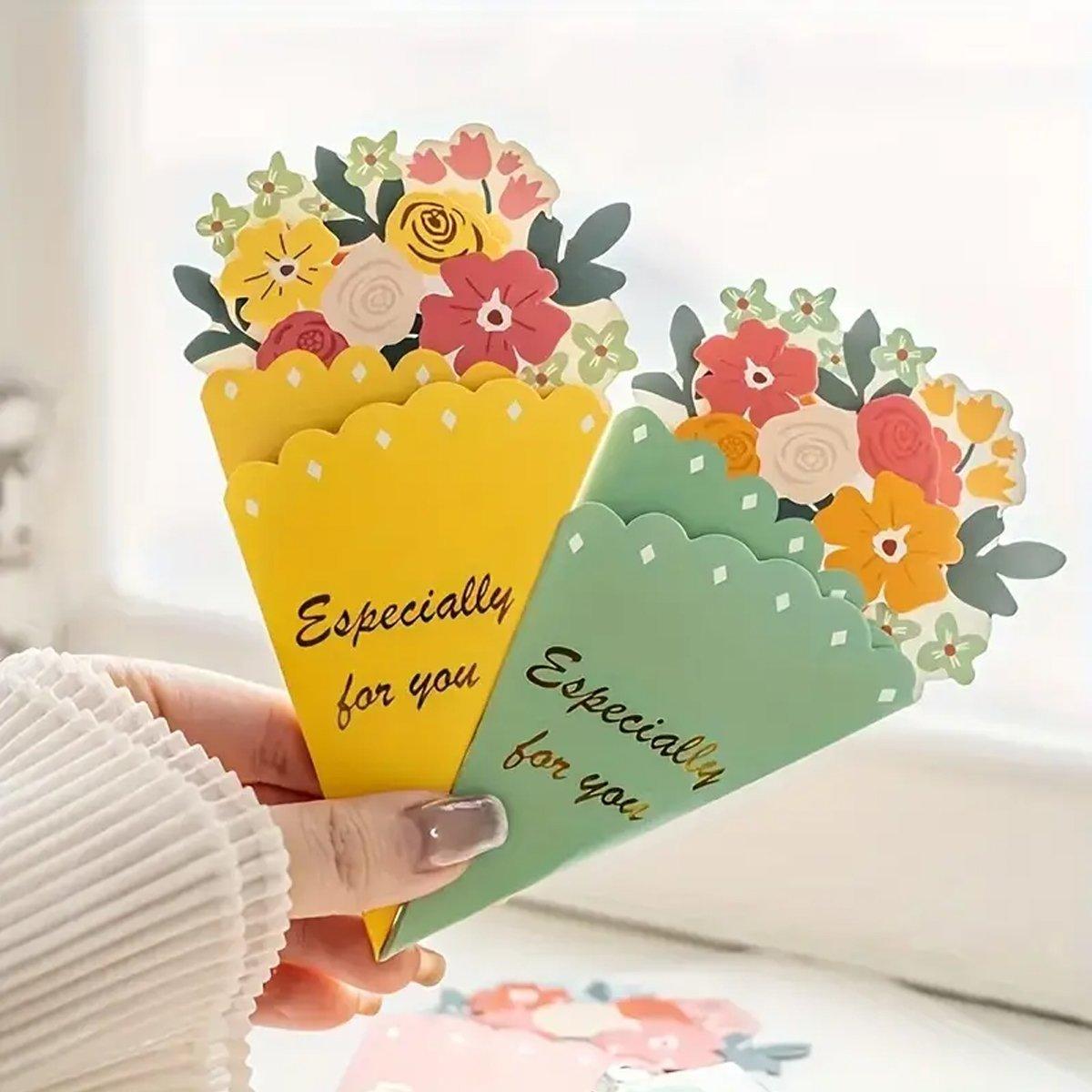 Bouquet Shaped Greeting Cards 20PCS Cardboard 3D Design